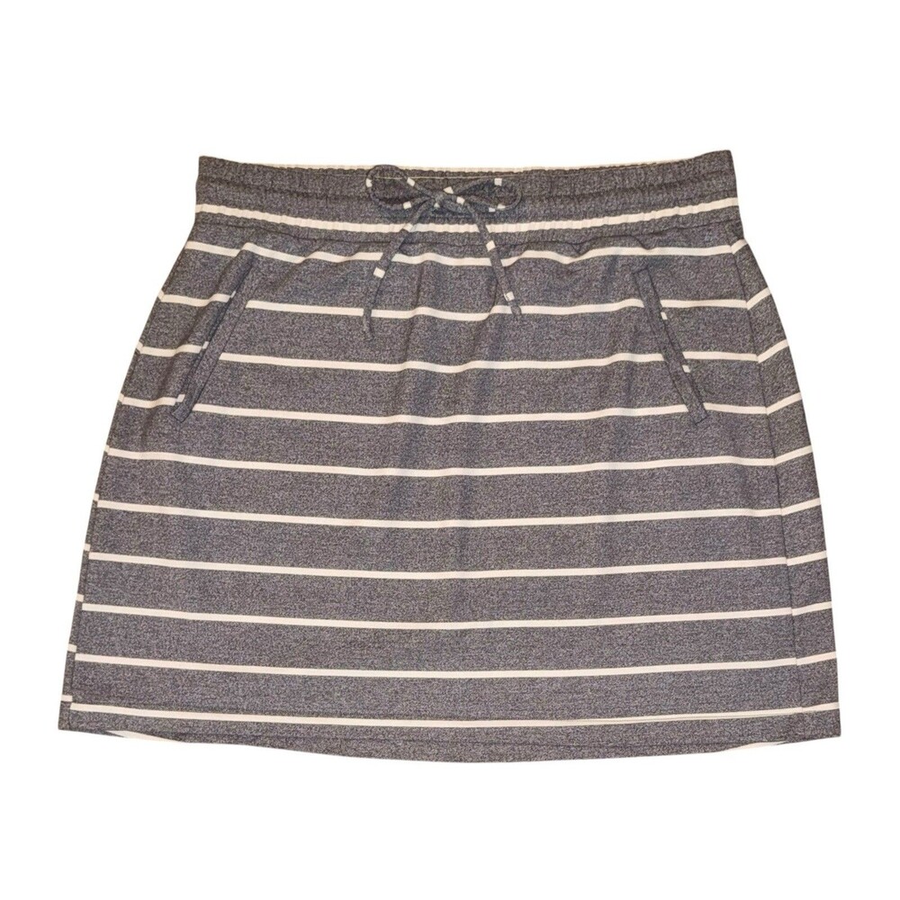 Torrid Gray White Stripe Pull On Mini Drawstring Skirt Pockets Plus Size 1X (1)